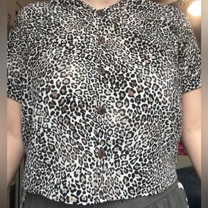 Stylish Leopard Print V-Neck Blouse